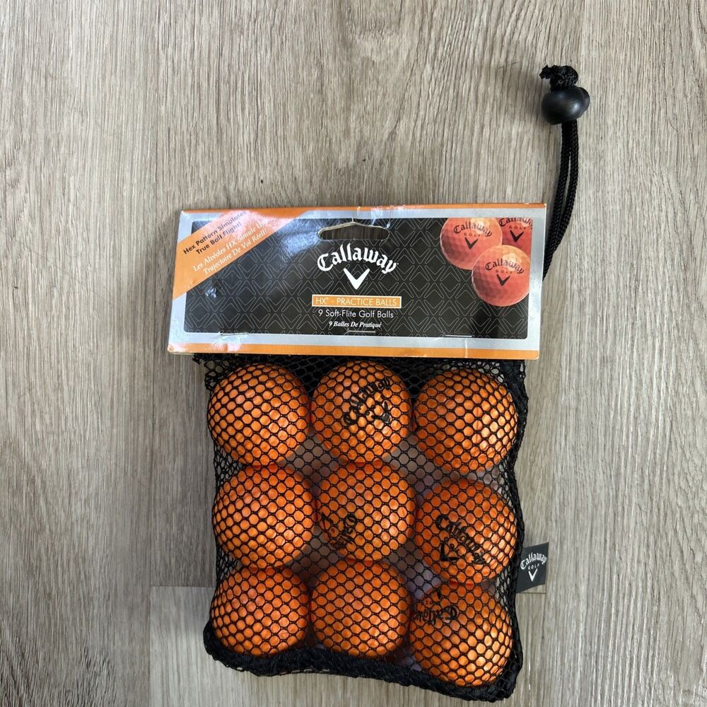 Callaway HX Practice Golf Balls Orange Realistic Feel Soft Flite Set of 9 New